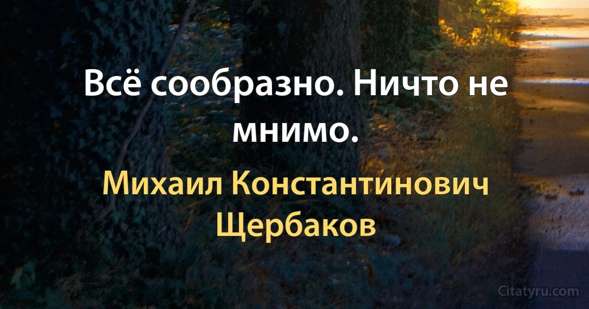 Всё сообразно. Ничто не мнимо. (Михаил Константинович Щербаков)