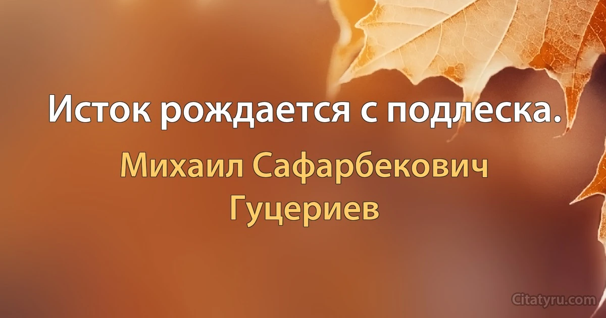 Исток рождается с подлеска. (Михаил Сафарбекович Гуцериев)