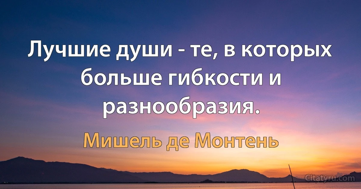 Лучшие души - те, в которых больше гибкости и разнообразия. (Мишель де Монтень)