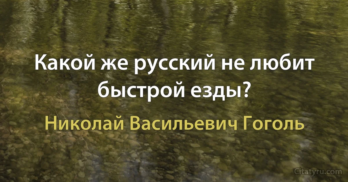 Какой же русский не любит быстрой езды? (Николай Васильевич Гоголь)