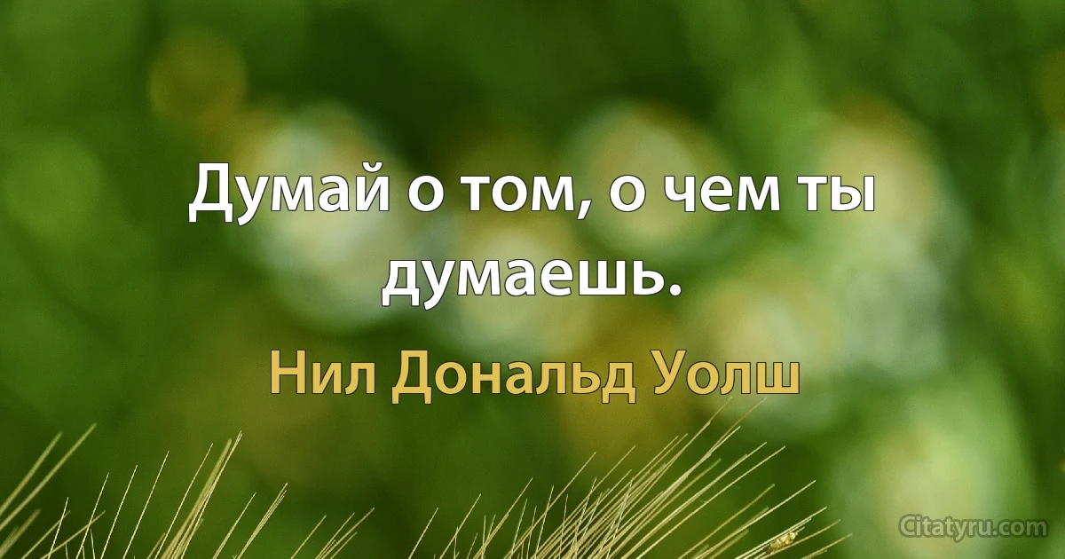 Думай о том, о чем ты думаешь. (Нил Дональд Уолш)