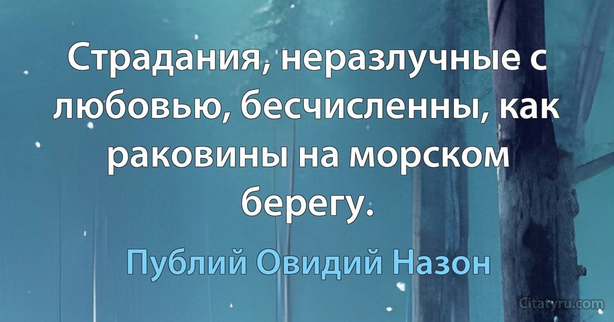 Страдания, неразлучные с любовью, бесчисленны, как раковины на морском берегу. (Публий Овидий Назон)