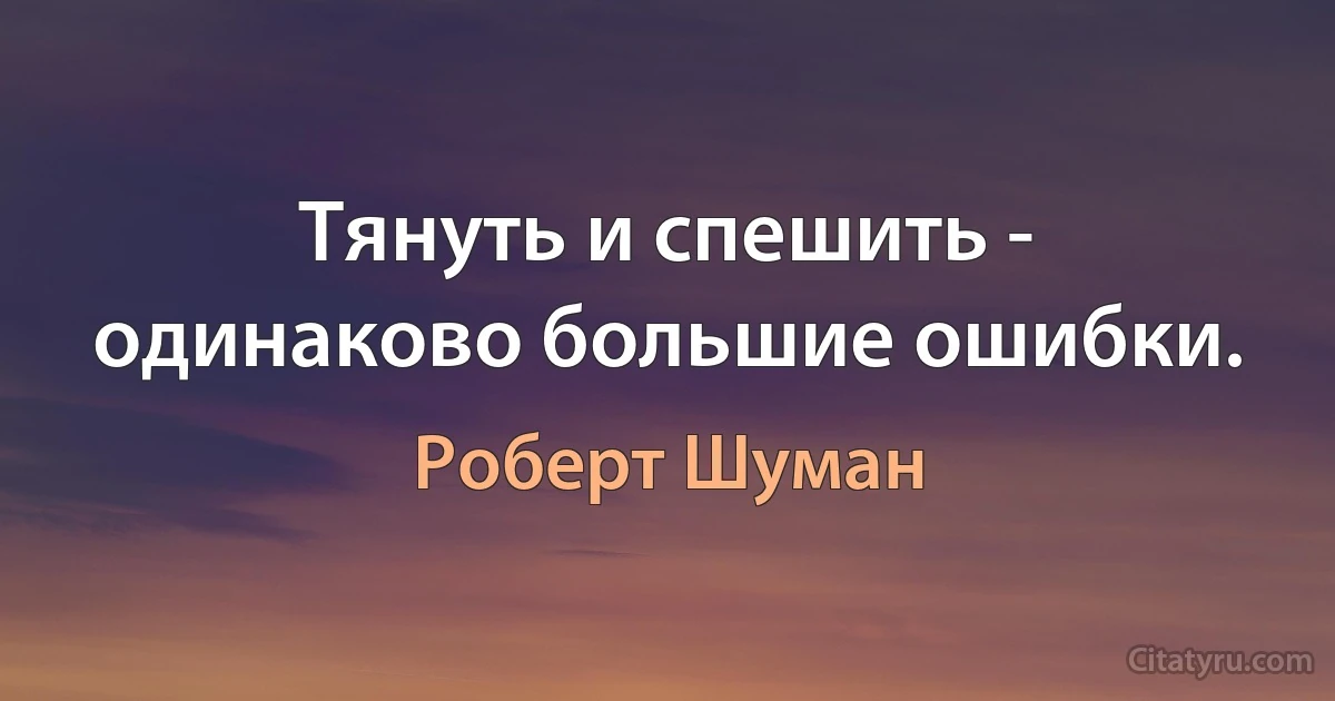 Тянуть и спешить - одинаково большие ошибки. (Роберт Шуман)