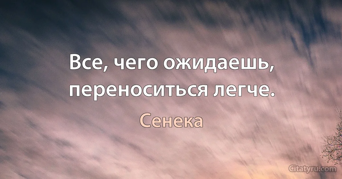 Все, чего ожидаешь, переноситься легче. (Сенека)