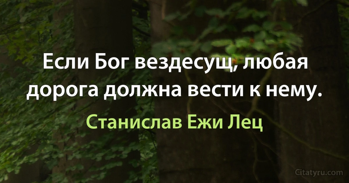 Если Бог вездесущ, любая дорога должна вести к нему. (Станислав Ежи Лец)