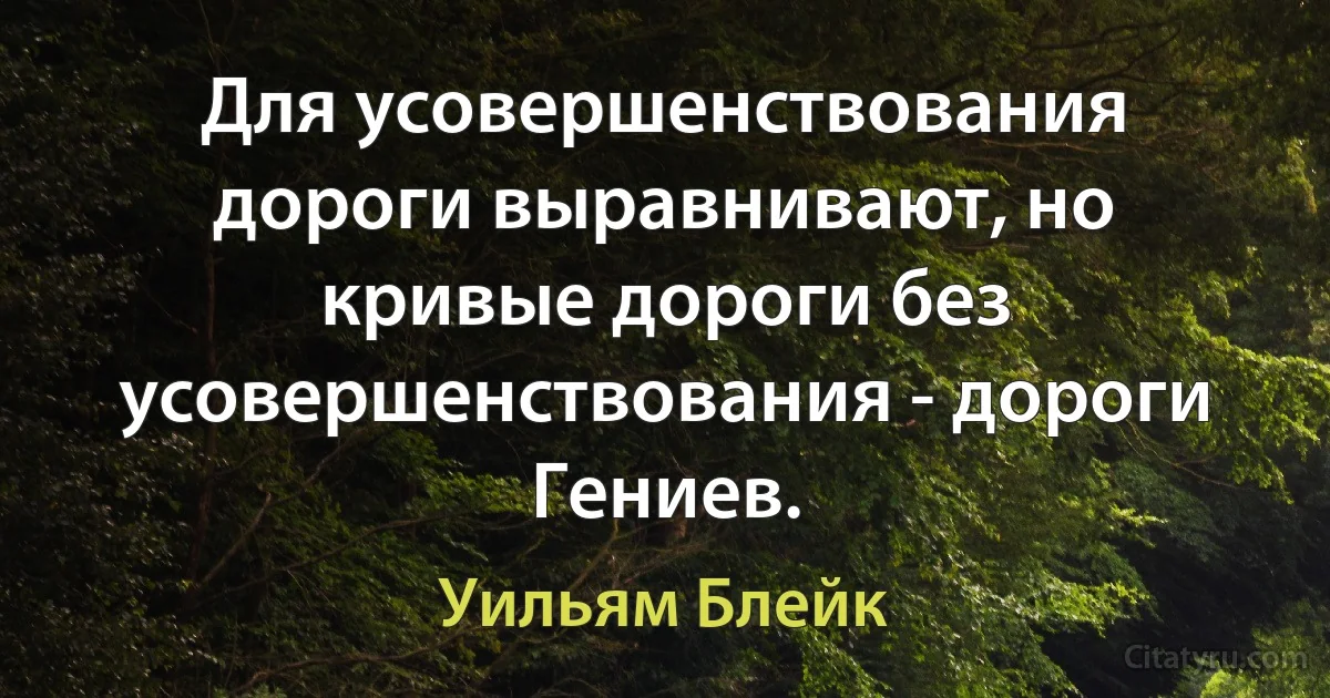 Для усовершенствования дороги выравнивают, но кривые дороги без усовершенствования - дороги Гениев. (Уильям Блейк)