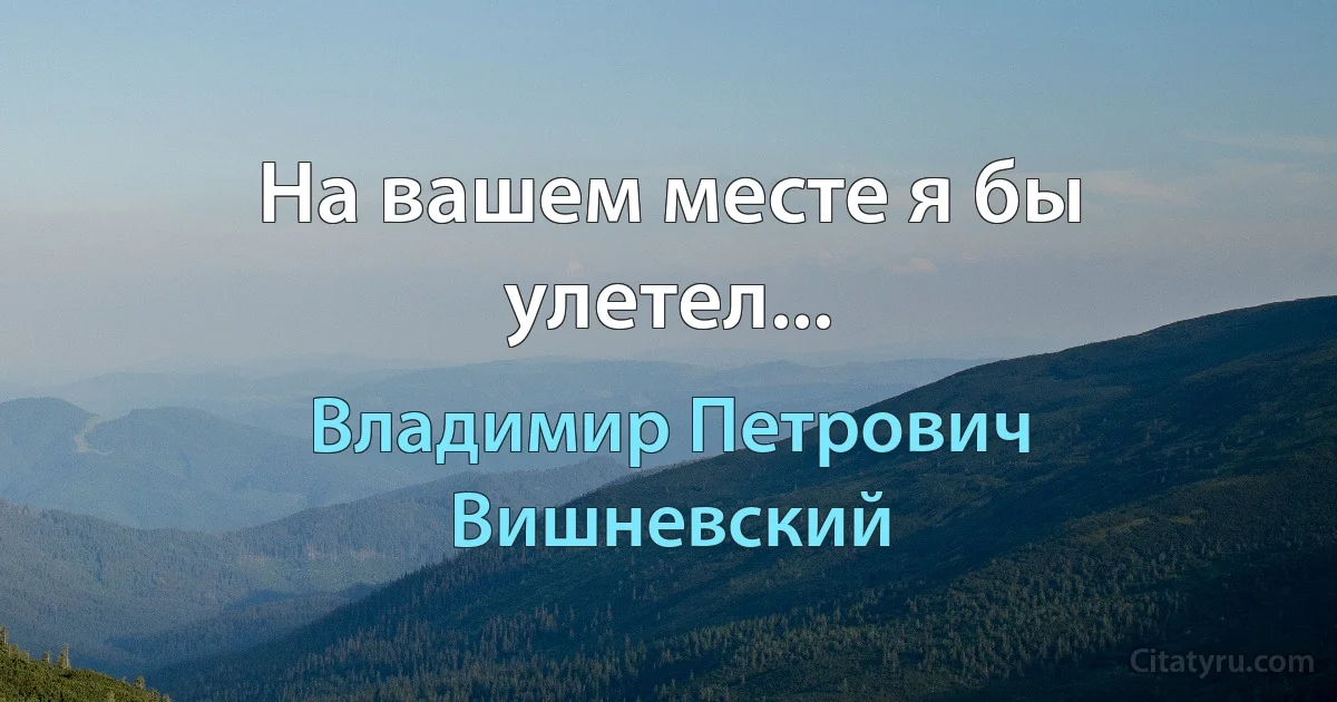 На вашем месте я бы улетел... (Владимир Петрович Вишневский)