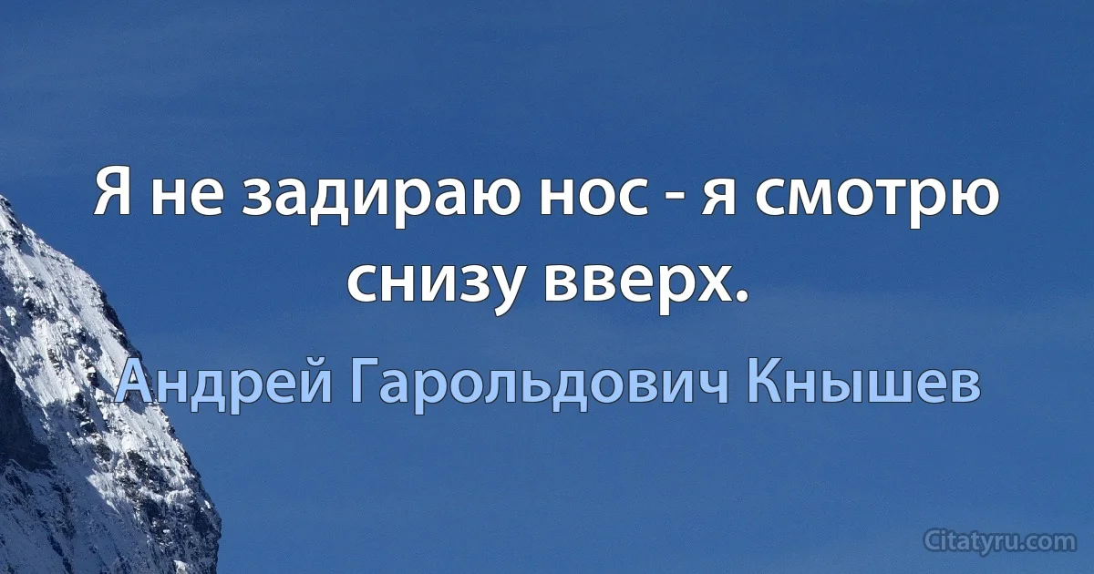 Я не задираю нос - я смотрю снизу вверх. (Андрей Гарольдович Кнышев)