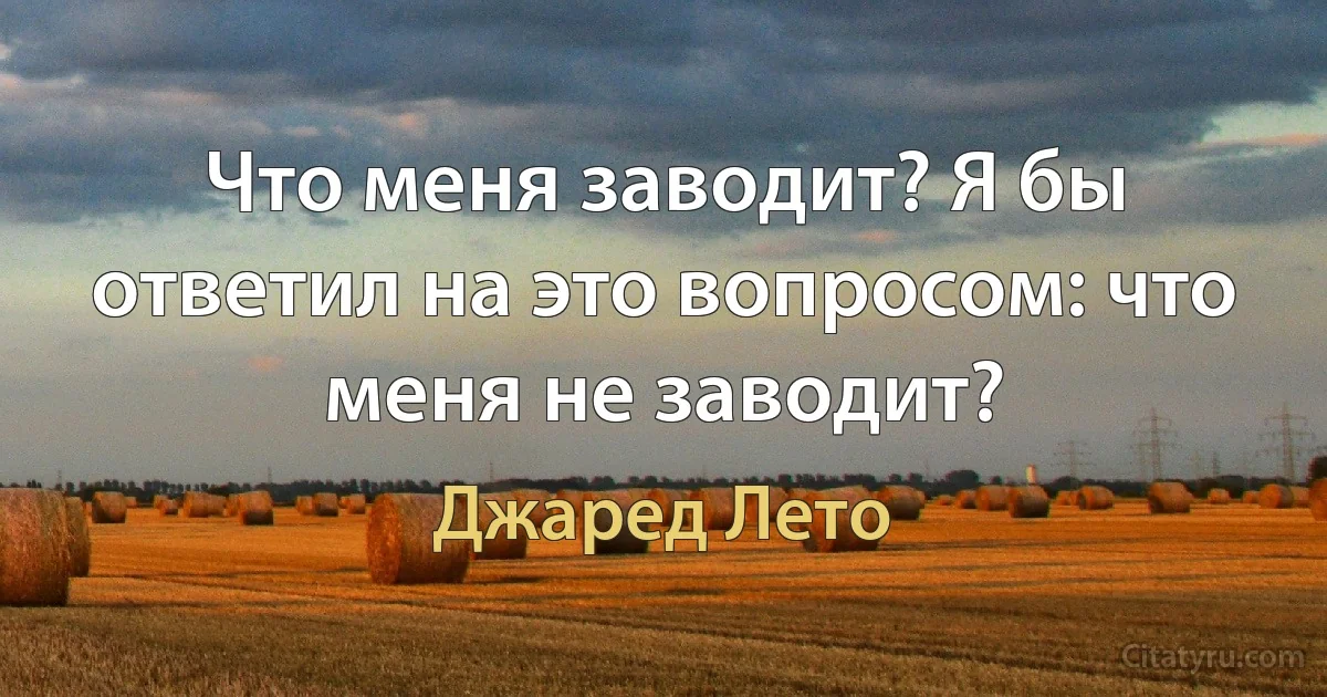 Что меня заводит? Я бы ответил на это вопросом: что меня не заводит? (Джаред Лето)