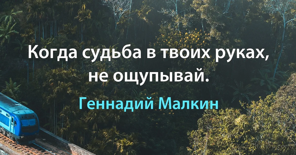 Когда судьба в твоих руках, не ощупывай. (Геннадий Малкин)