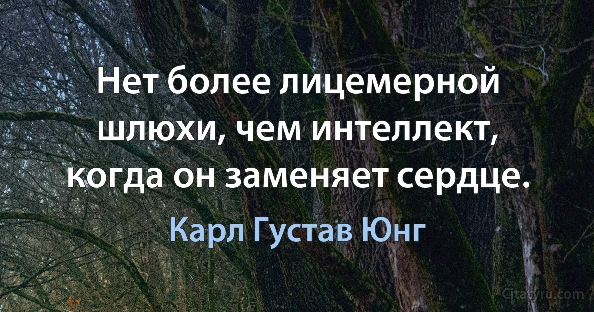 Нет более лицемерной шлюхи, чем интеллект, когда он заменяет сердце. (Карл Густав Юнг)