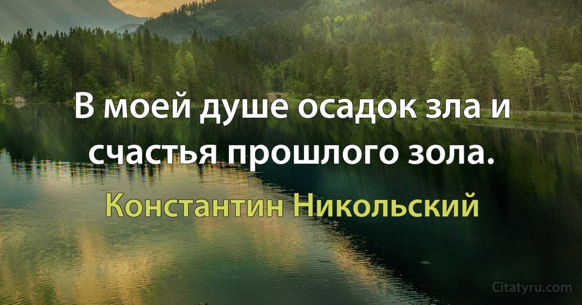 В моей душе осадок зла и счастья прошлого зола. (Константин Никольский)