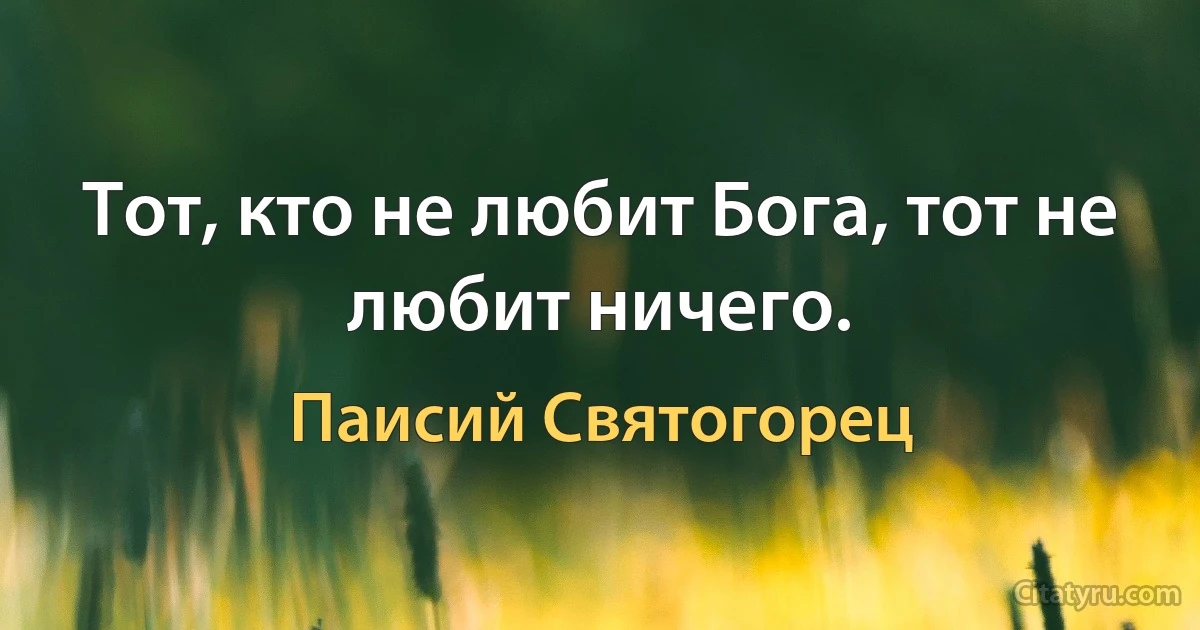 Тот, кто не любит Бога, тот не любит ничего. (Паисий Святогорец)