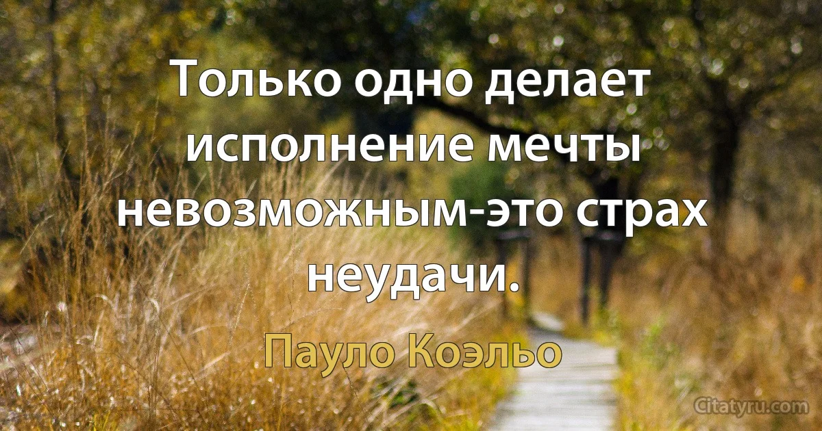 Только одно делает исполнение мечты невозможным-это страх неудачи. (Пауло Коэльо)