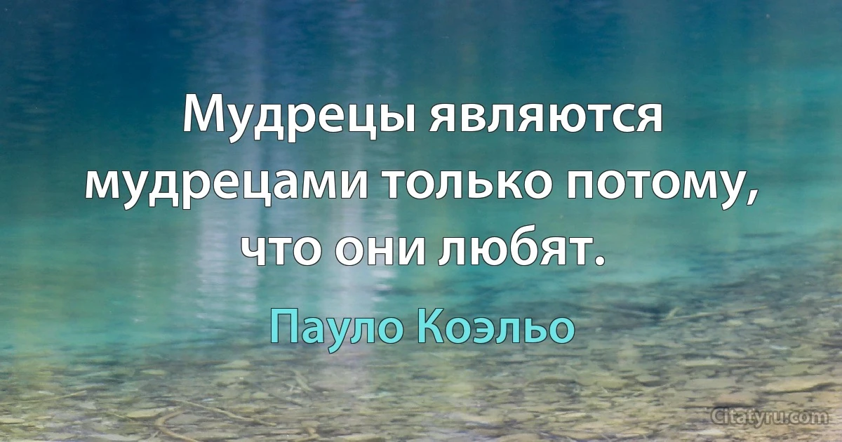 Мудрецы являются мудрецами только потому, что они любят. (Пауло Коэльо)