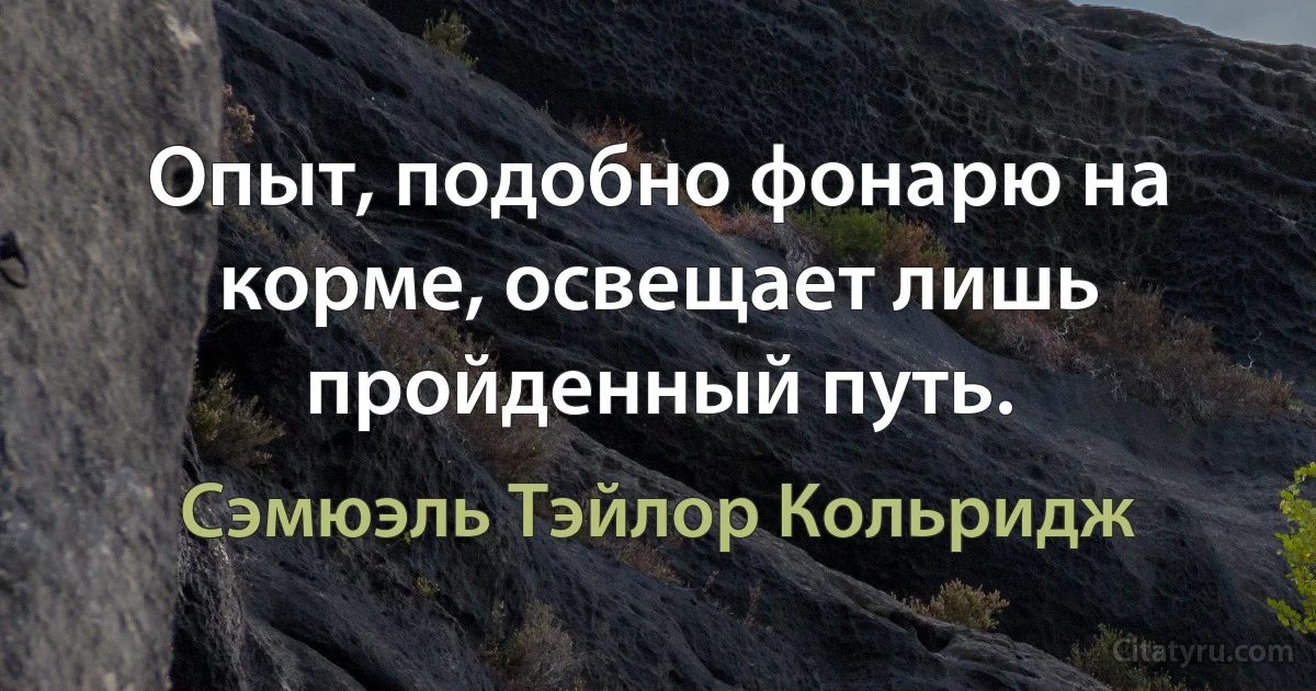 Опыт, подобно фонарю на корме, освещает лишь пройденный путь. (Сэмюэль Тэйлор Кольридж)