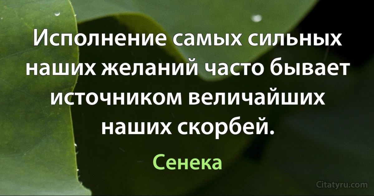 Исполнение самых сильных наших желаний часто бывает источником величайших наших скорбей. (Сенека)