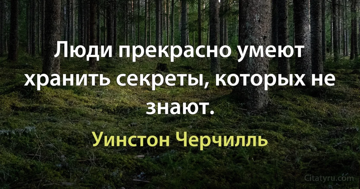 Люди прекрасно умеют хранить секреты, которых не знают. (Уинстон Черчилль)