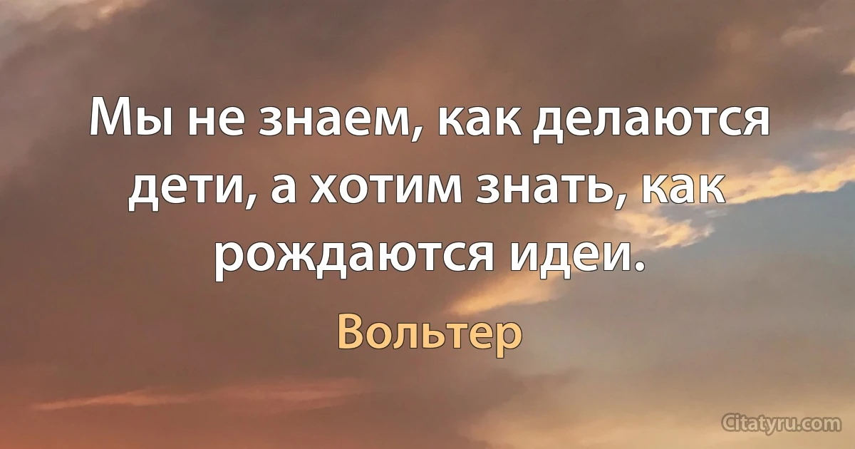 Мы не знаем, как делаются дети, а хотим знать, как рождаются идеи. (Вольтер)