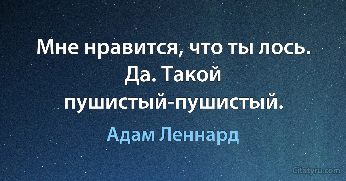 Мне нравится, что ты лось. Да. Такой пушистый-пушистый. (Адам Леннард)