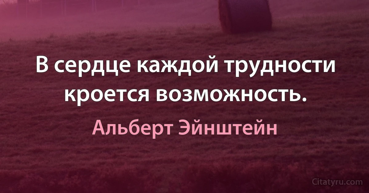 В сердце каждой трудности кроется возможность. (Альберт Эйнштейн)