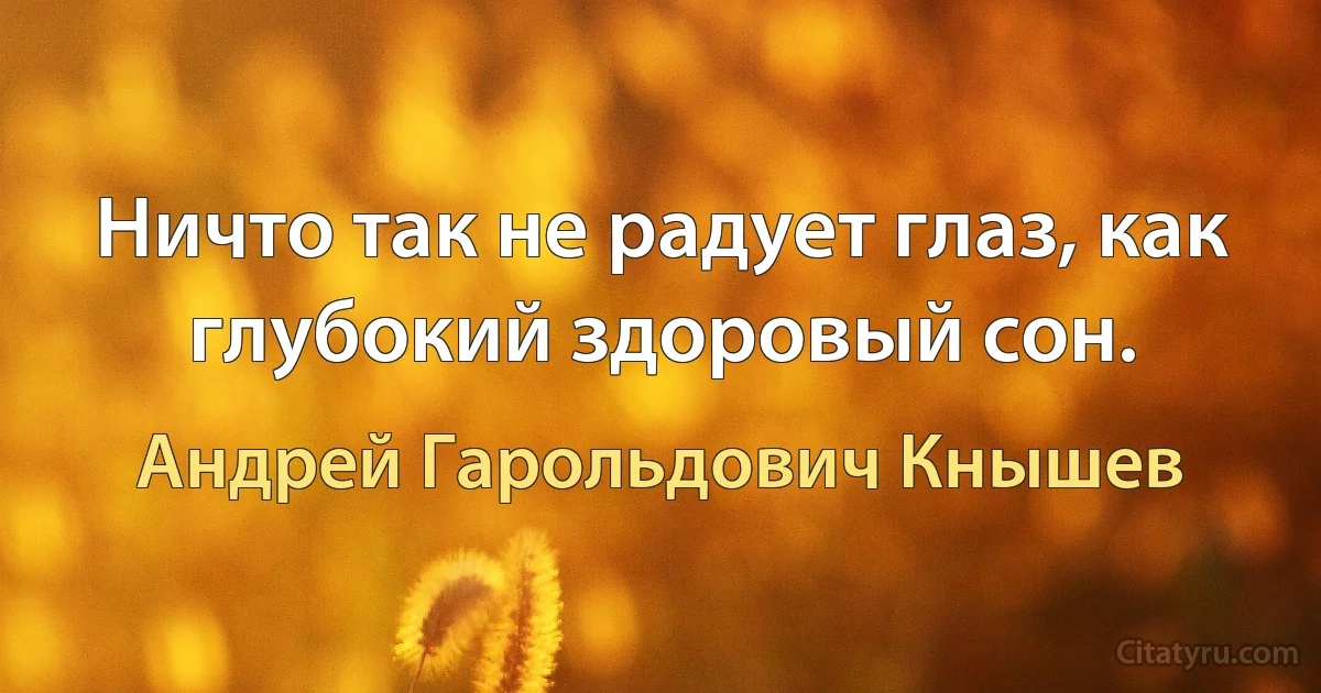 Ничто так не радует глаз, как глубокий здоровый сон. (Андрей Гарольдович Кнышев)