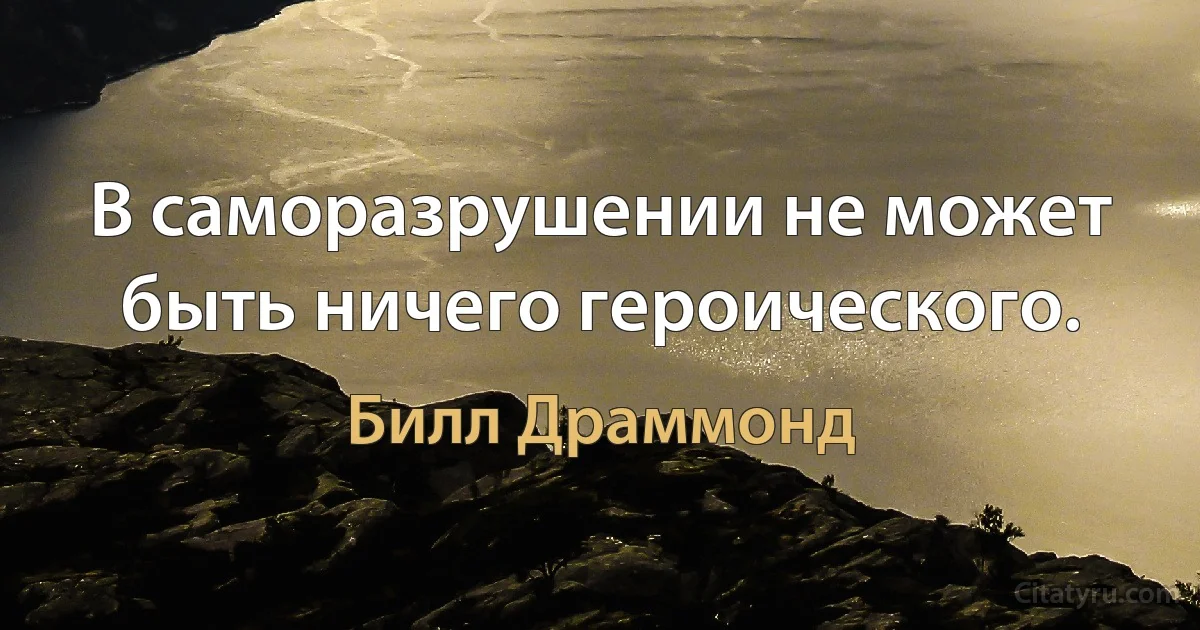 В саморазрушении не может быть ничего героического. (Билл Драммонд)