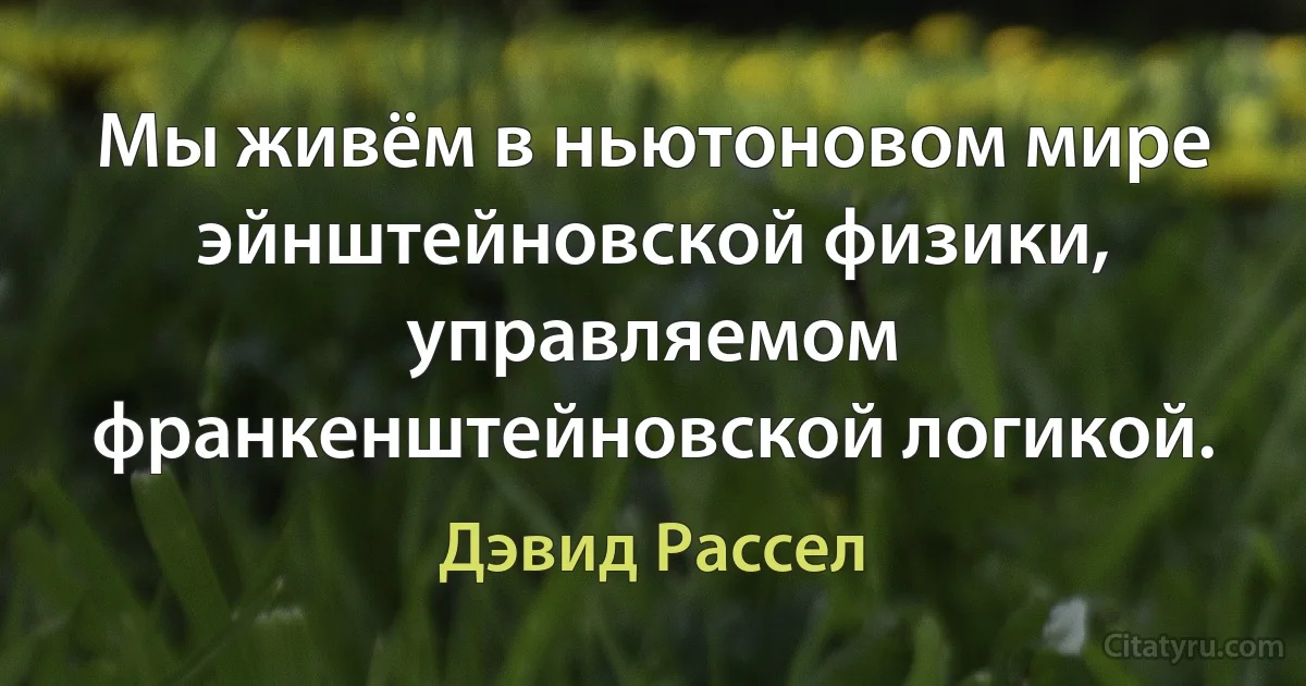 Мы живём в ньютоновом мире эйнштейновской физики, управляемом франкенштейновской логикой. (Дэвид Рассел)