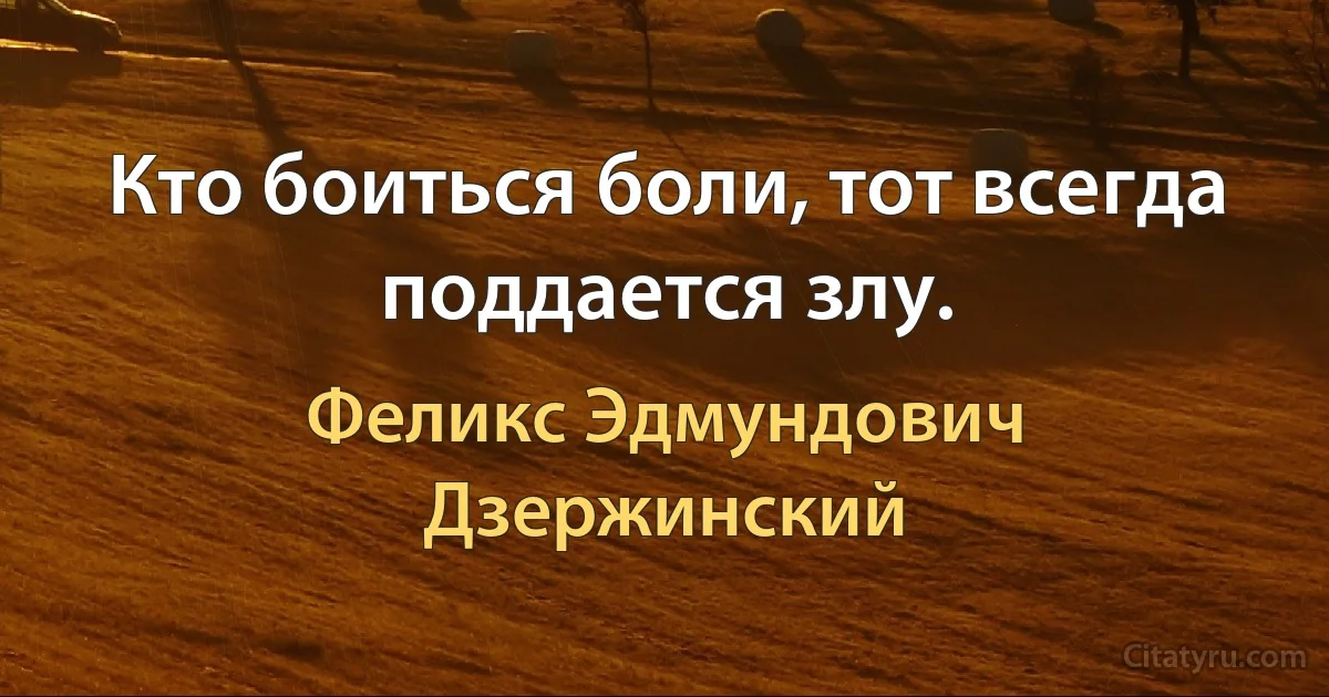 Кто боиться боли, тот всегда поддается злу. (Феликс Эдмундович Дзержинский)