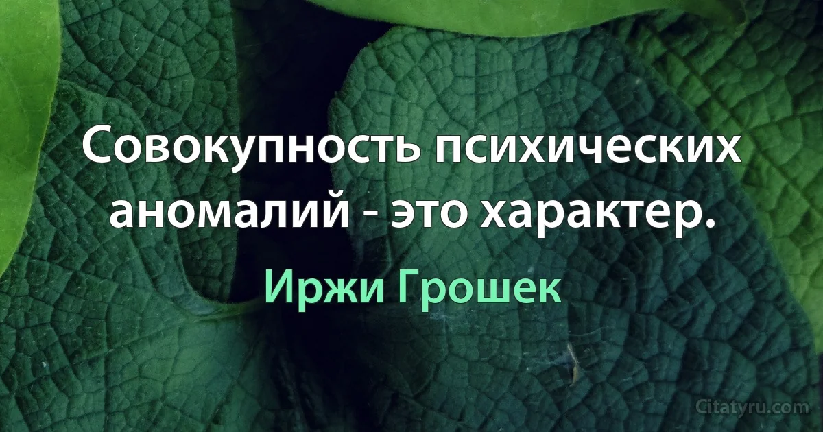 Совокупность психических аномалий - это характер. (Иржи Грошек)