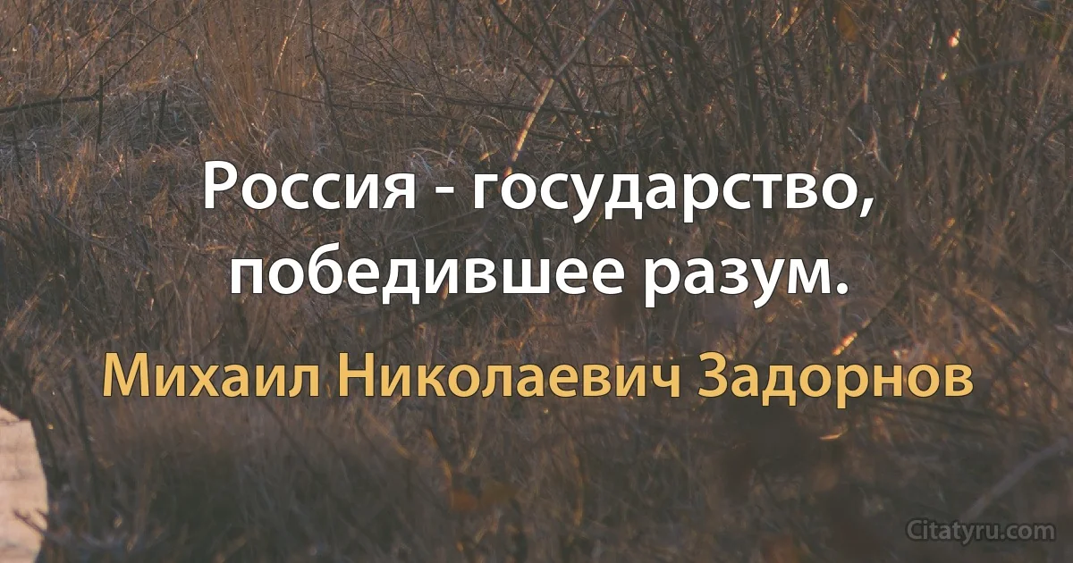 Россия - государство, победившее разум. (Михаил Николаевич Задорнов)