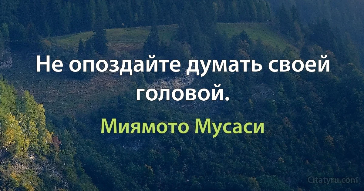 Не опоздайте думать своей головой. (Миямото Мусаси)