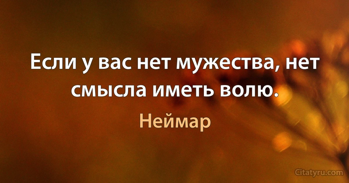 Если у вас нет мужества, нет смысла иметь волю. (Неймар)