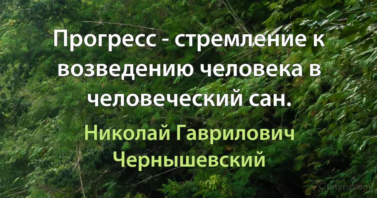 Прогресс - стремление к возведению человека в человеческий сан. (Николай Гаврилович Чернышевский)