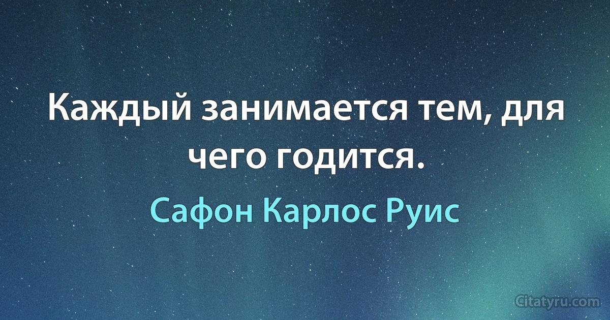 Каждый занимается тем, для чего годится. (Сафон Карлос Руис)