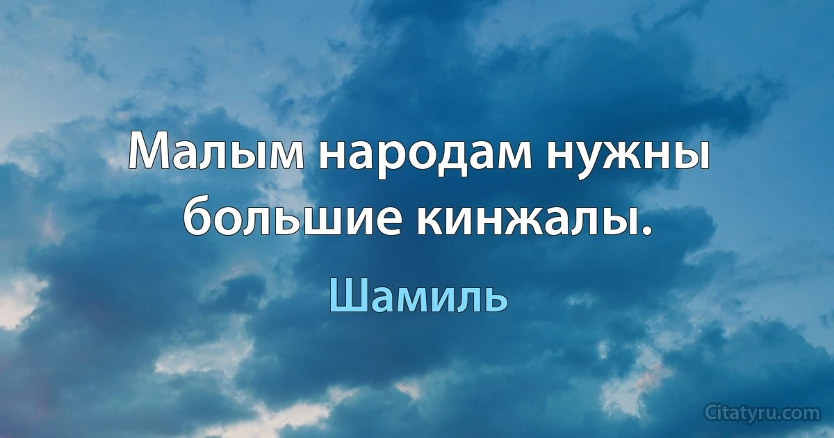 Малым народам нужны большие кинжалы. (Шамиль)