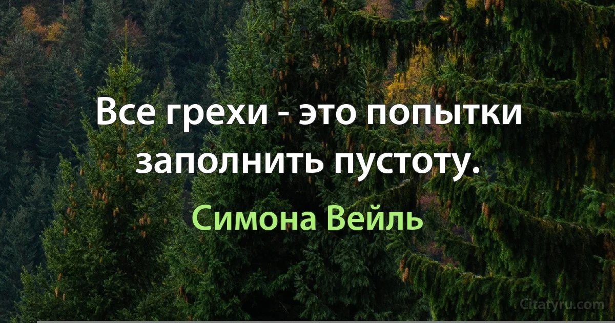 Все грехи - это попытки заполнить пустоту. (Симона Вейль)