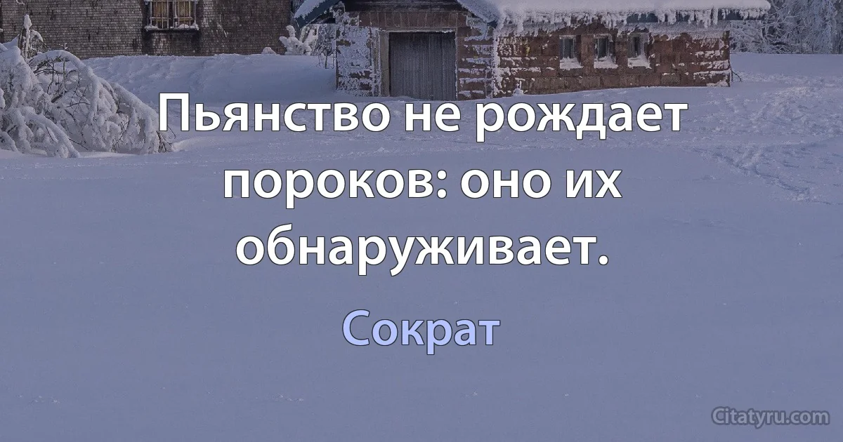 Пьянство не рождает пороков: оно их обнаруживает. (Сократ)