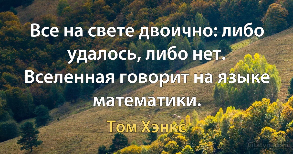 Все на свете двоично: либо удалось, либо нет. Вселенная говорит на языке математики. (Том Хэнкс)