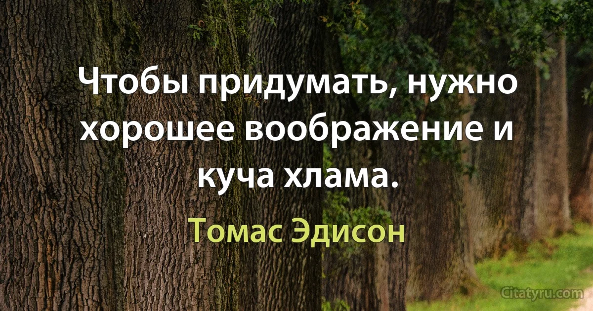 Чтобы придумать, нужно хорошее воображение и куча хлама. (Томас Эдисон)