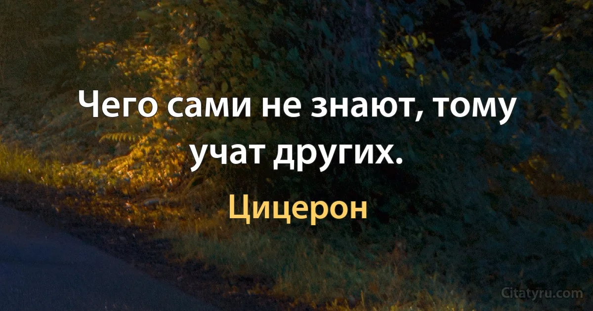 Чего сами не знают, тому учат других. (Цицерон)