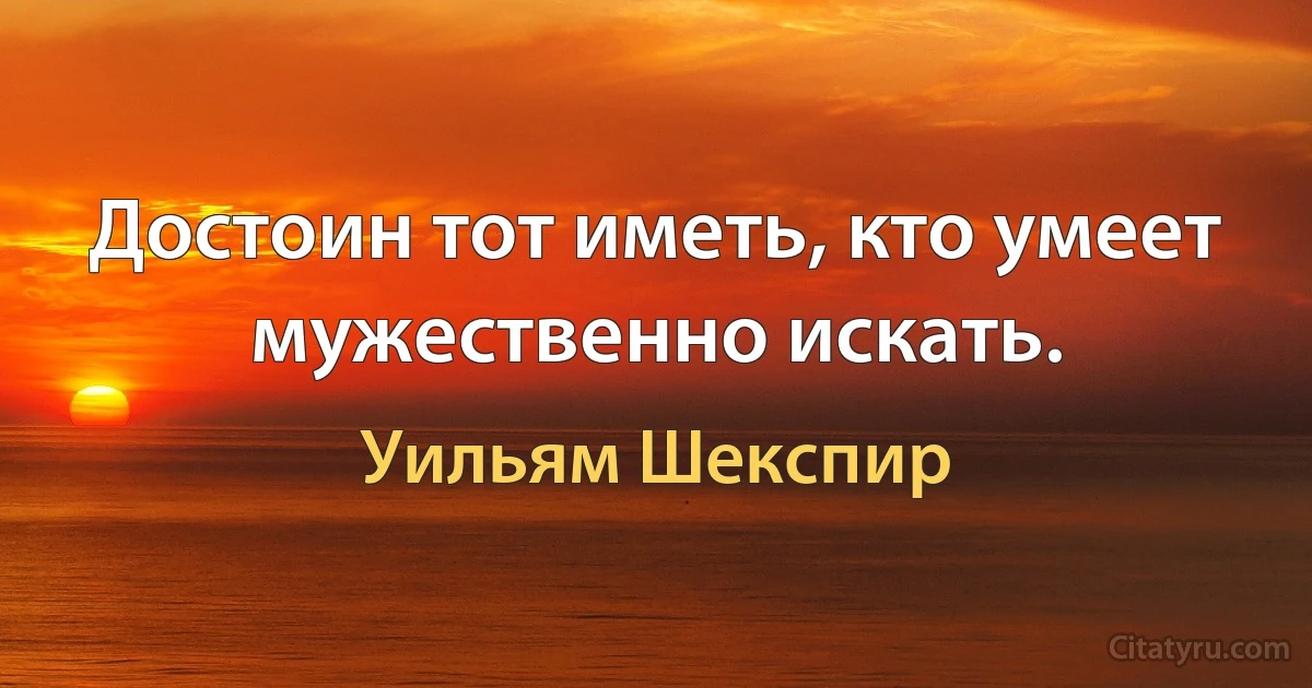 Достоин тот иметь, кто умеет мужественно искать. (Уильям Шекспир)