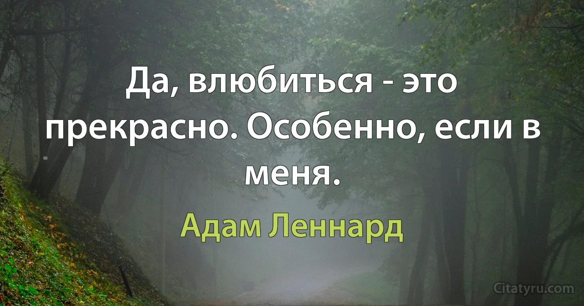 Да, влюбиться - это прекрасно. Особенно, если в меня. (Адам Леннард)