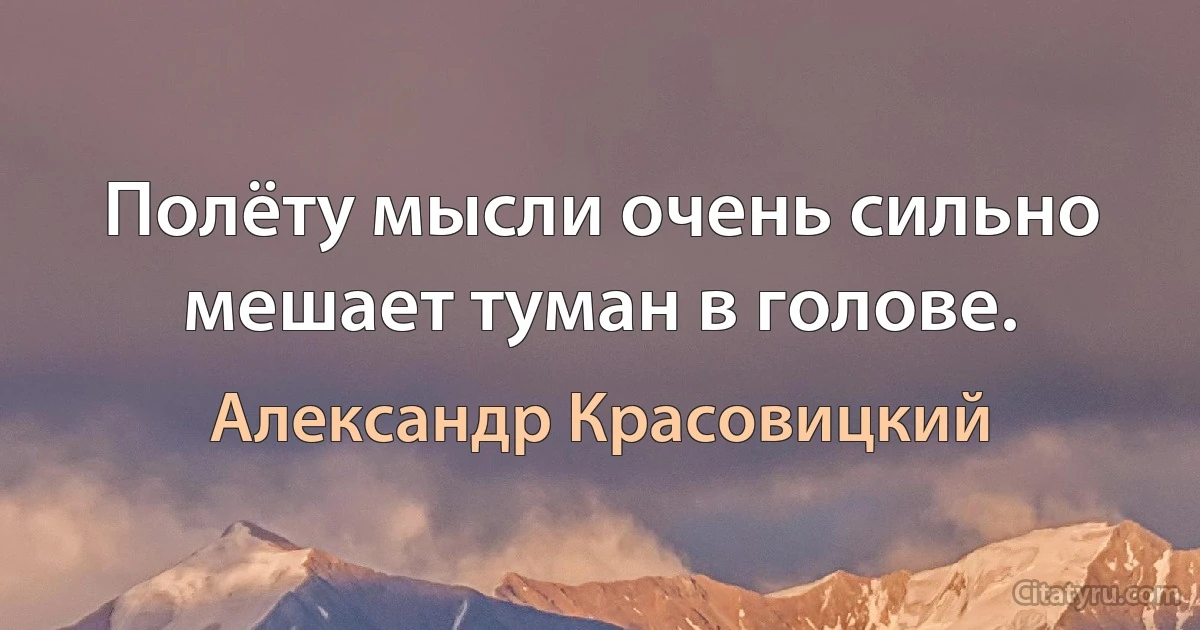 Полёту мысли очень сильно мешает туман в голове. (Александр Красовицкий)