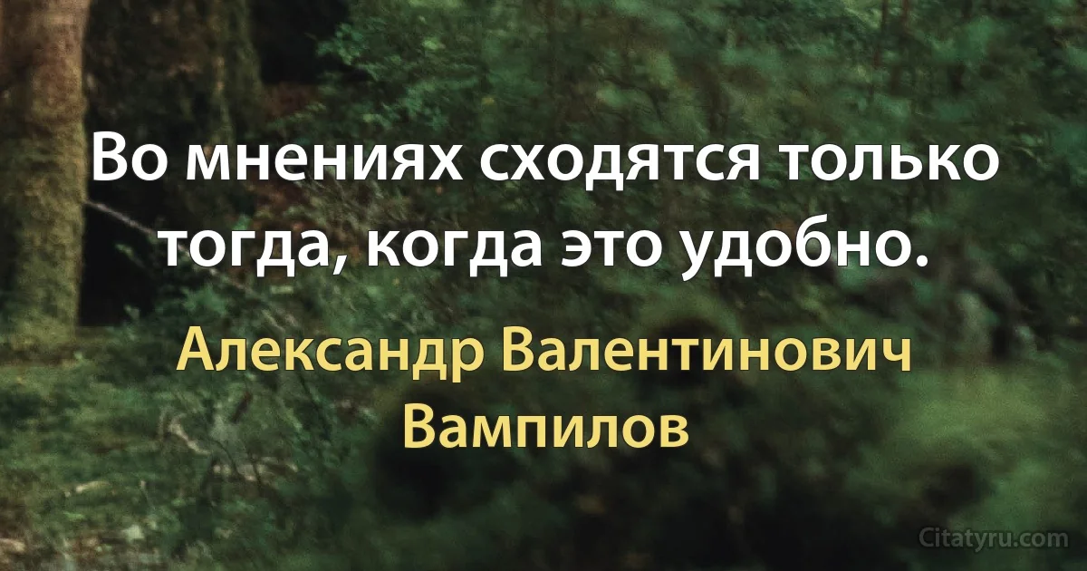 Во мнениях сходятся только тогда, когда это удобно. (Александр Валентинович Вампилов)