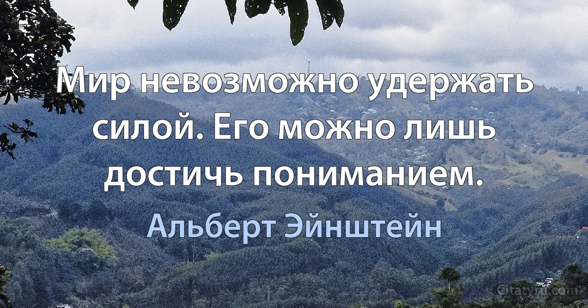 Мир невозможно удержать силой. Его можно лишь достичь пониманием. (Альберт Эйнштейн)