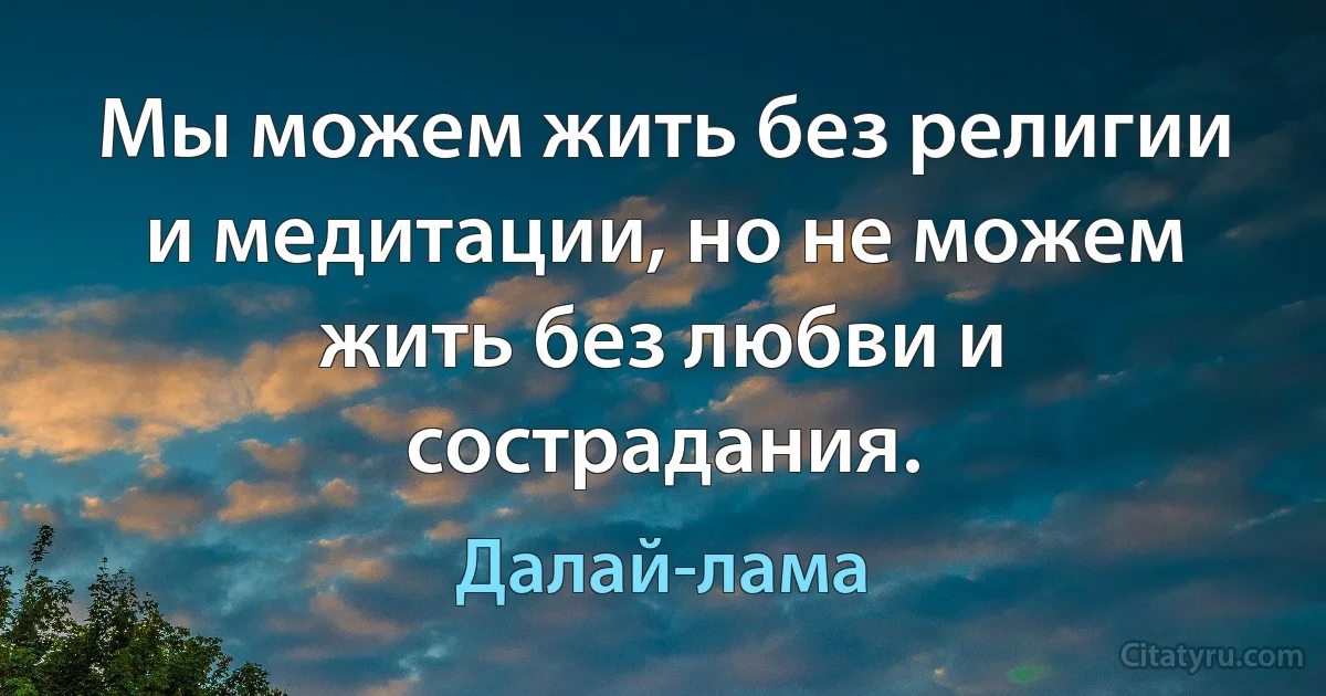 Мы можем жить без религии и медитации, но не можем жить без любви и сострадания. (Далай-лама)