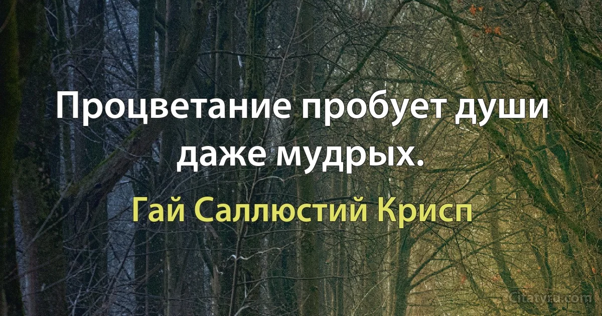 Процветание пробует души даже мудрых. (Гай Саллюстий Крисп)