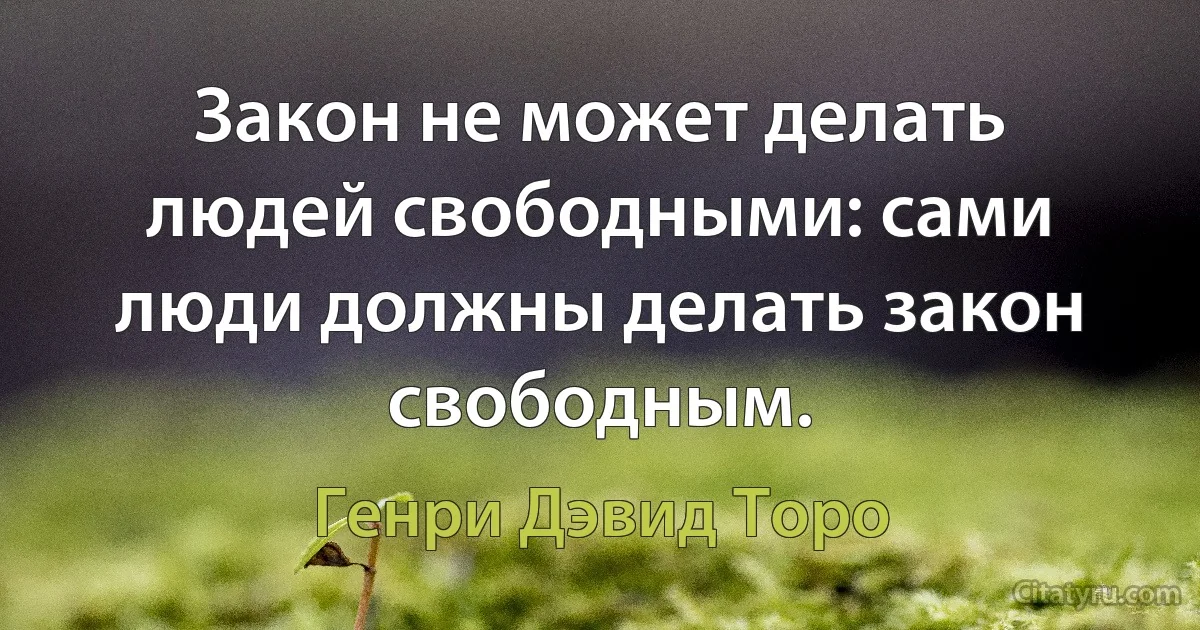 Закон не может делать людей свободными: сами люди должны делать закон свободным. (Генри Дэвид Торо)