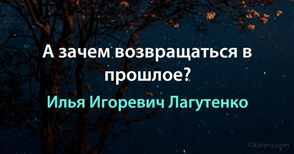 А зачем возвращаться в прошлое? (Илья Игоревич Лагутенко)